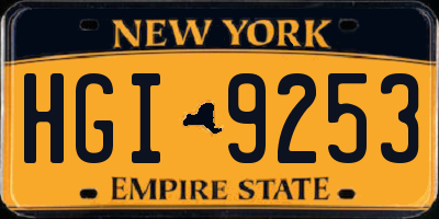 NY license plate HGI9253