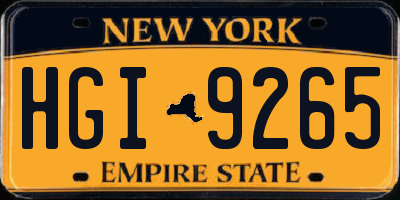 NY license plate HGI9265