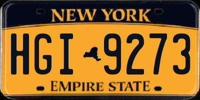 NY license plate HGI9273