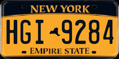 NY license plate HGI9284