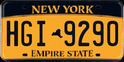 NY license plate HGI9290