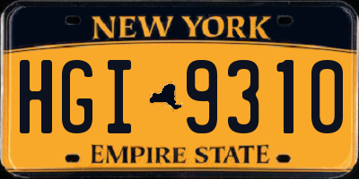 NY license plate HGI9310