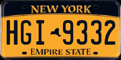 NY license plate HGI9332