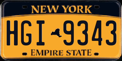 NY license plate HGI9343