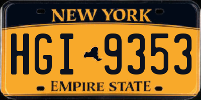 NY license plate HGI9353