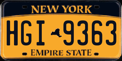 NY license plate HGI9363