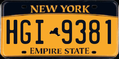 NY license plate HGI9381