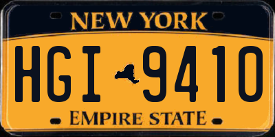 NY license plate HGI9410
