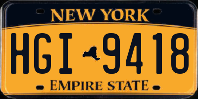 NY license plate HGI9418