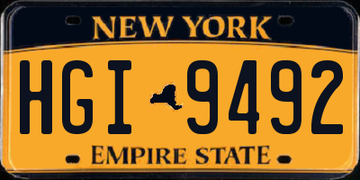 NY license plate HGI9492