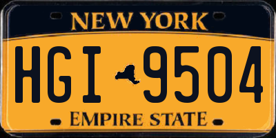 NY license plate HGI9504