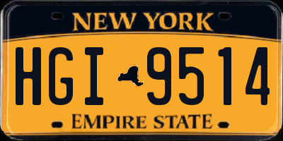 NY license plate HGI9514