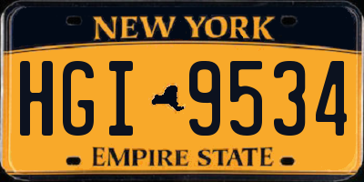 NY license plate HGI9534