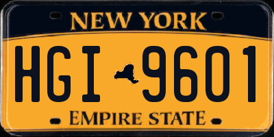 NY license plate HGI9601