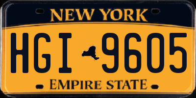NY license plate HGI9605