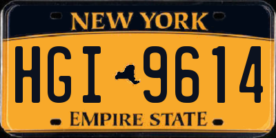 NY license plate HGI9614