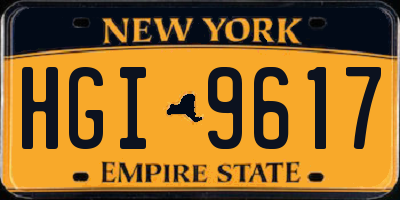 NY license plate HGI9617