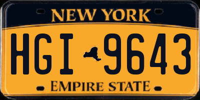NY license plate HGI9643
