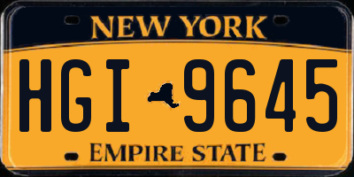 NY license plate HGI9645
