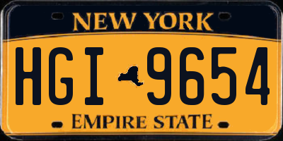 NY license plate HGI9654