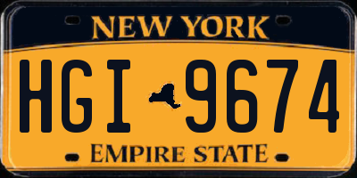 NY license plate HGI9674
