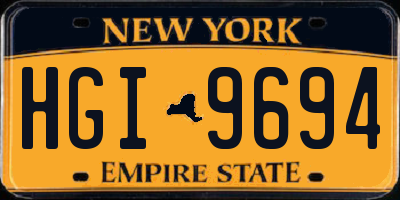 NY license plate HGI9694