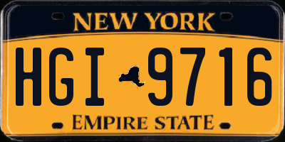 NY license plate HGI9716
