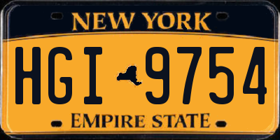 NY license plate HGI9754