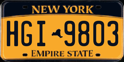 NY license plate HGI9803