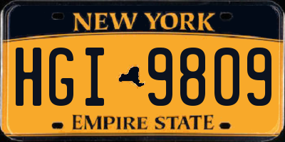 NY license plate HGI9809