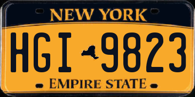 NY license plate HGI9823