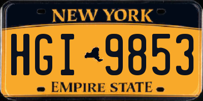 NY license plate HGI9853