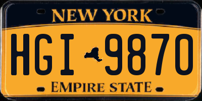NY license plate HGI9870