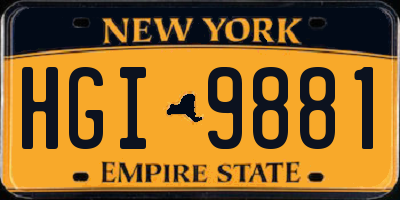 NY license plate HGI9881