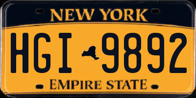 NY license plate HGI9892