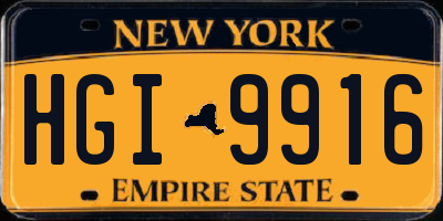 NY license plate HGI9916