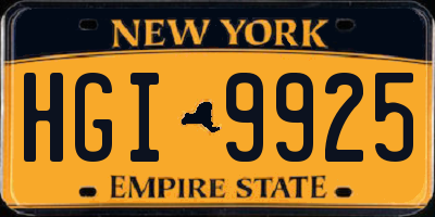 NY license plate HGI9925