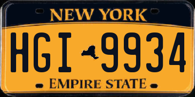 NY license plate HGI9934