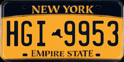 NY license plate HGI9953