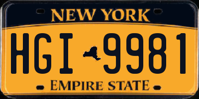 NY license plate HGI9981