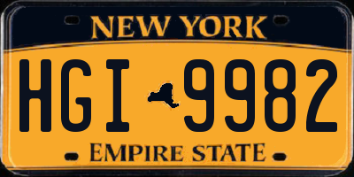 NY license plate HGI9982