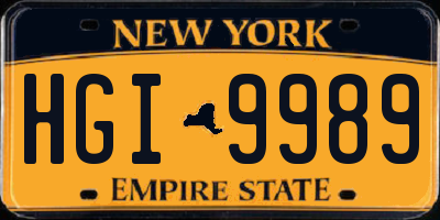 NY license plate HGI9989