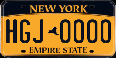 NY license plate HGJ0000
