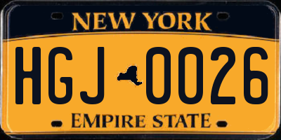 NY license plate HGJ0026