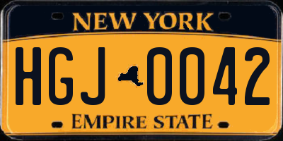 NY license plate HGJ0042