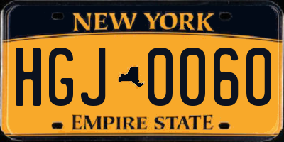 NY license plate HGJ0060