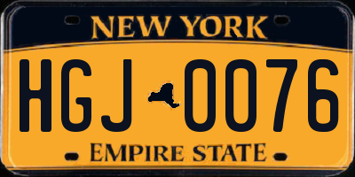 NY license plate HGJ0076