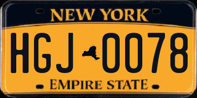 NY license plate HGJ0078