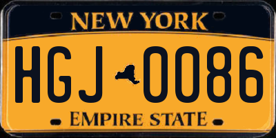 NY license plate HGJ0086