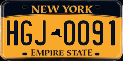 NY license plate HGJ0091